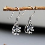 Buddha Stones 925 Sterling Silver Lotus Flower Enlightenment Earrings Earrings BS 1