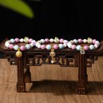 Buddha Stones Tibetan Zakiram Goddess of Wealth Rabbit Lion Head Charm Liuli Glass Incense Ash Porcelain Bead Protection Bracelet Bracelet BS 11