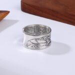 Buddha Stones 999 Sterling Silver Lotus Flower Heart Sutra Protection Ring Ring BS 4