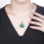 Buddha Stones 925 Sterling Silver Laughing Buddha Natural Jade Luck Abundance Chain Necklace Pendant Necklaces & Pendants BS 7