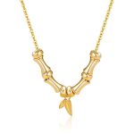 Buddha Stones Golden Bamboo Pattern Titanium Steel Wealth Necklace Pendant Necklaces & Pendants BS Gold Bamboo