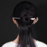 Buddha Stones 925 Sterling Silver Hetian White Jade Flower Blessing Hairpin Decorations BS 3