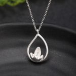 Buddha Stones 925 Sterling Silver Lotus Flower Floral Enlightenment Necklace Pendant Necklaces & Pendants BS 6