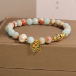 Buddha Stones Shoushan Stone Pearl Butterfly Wealth Bracelet Bracelet BS 1