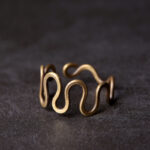 Buddha Stones Simple Curved Brass Design Copper Luck Wealth Adjustable Ring Ring BS 3