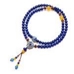 Buddha Stones Lazurite Yellow Agate Positive Bracelet Mala Bracelet BS 7