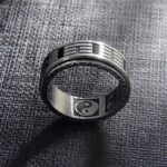 Buddha Stones Bagua Yin Yang Titanium Steel Balance Rotatable Ring Ring BS 12