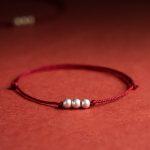 Buddha Stones 925 Sterling Silver Three Beads Protection String Bracelet Anklet Bracelet Anklet BS Bracelet(Wrist Circumference 14-18cm)