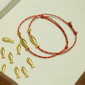Buddha Stones 14K Gold Plated Koi Fish Luck Wealth Braided Bracelet Bracelet BS main