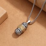 Buddha Stones Tibet Om Mani Padme Hum Carved Wisdom Purity Chain Leather Rope Necklace Pendant Necklaces & Pendants BS 1