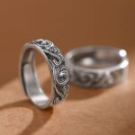 Buddha Stones 999 Sterling Silver Auspicious Clouds Engraved Blessing Adjustable Ring Ring BS main