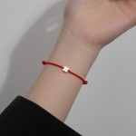 Buddha Stones 925 Sterling Silver Four Leaf Clover Red Rope Bracelet Bracelet BS 5