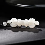 Buddha Stones Tibetan Natural Hetian Cyan Jade White Jade Dorje Vajra Engraved Success Necklace Pendant Necklaces & Pendants BS 13
