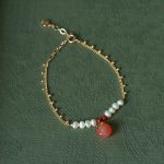 Buddha Stones Gold-plated Copper Natural Yanyuan Agate Pearl Positive Necklace Pendant Bracelet Earrings Set Bracelet Necklaces & Pendants BS Bracelet(Wrist Circumference 14-16cm)