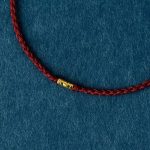 Buddha Stones 925 Sterling Silver Lucky Golden Bead Braided String Bracelet Anklet Bracelet BS 6