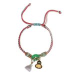 Buddha Stones Colorful Rope Chalcedony Lotus Jade Peace Buckle Harmony Gourd Charm Bracelet Bracelet BS 10