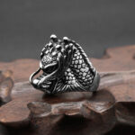 Buddha Stones Dragon Balance Titanium Steel Ring Rings BS 1