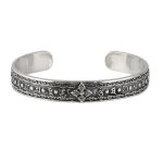 Buddha Stones 925 Sterling Silver Om Mani Padme Hum Double Dorje Engraved Wisdom Cuff Bracelet Bangle Bracelet Bangle BS 4