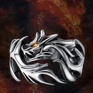Buddha Stones Dragon Pattern Protection Strength Adjustable Ring Ring BS DRAGON (Luck ♥ Strength)