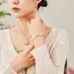 Buddha Stones Natural Hetian Jade Bead Double Peace Buckle Fu Character Abundance Braided Bracelet Bracelet BS 3