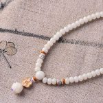 Buddha Stones Tibetan White Jade Bodhi Lotus Blessing Bracelet Bracelet BS 14