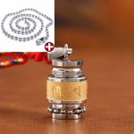 Buddha Stones Tibet Om Mani Padme Hum Shurangama Mantra Titanium Steel Wisdom Amulet Necklace Pendant Necklaces & Pendants BS 1.2cm*1.8cm Gold Colorful String&Bead Chain