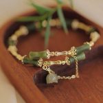 Buddha Stones Bamboo Jade Pattern Luck Bracelet Bangle Bracelet Bangle BS 1