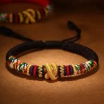 Buddha Stones 925 Sterling Silver Om Mani Padme Hum King Kong Knot Faith Bracelet Bracelet BS Brown(Wrist Circumference: 14-21cm) Regular style