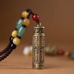 Buddhastoneshop Tibet Om Mani Padme Hum Agate Shurangama Sutra Protection Necklace Pendant Necklaces & Pendants BS 8