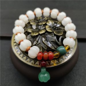 Buddha Stones Natural Bodhi Seed Agate Bodhi Harmony Bracelet Bracelet BS Bodhi Seed