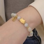 Buddha Stones Year Of The Dragon Red Agate Strawberry Quartz Black Obsidian Jade Garnet Pearl Cinnabar Dumpling Dragon Luck Fu Character Bracelet Bracelet BS 20