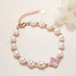 Buddha Stones Pearl Four Leaf Clover Wealth Chain Bracelet Bracelet BS Pink Four Leaf Clover