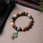 Buddha Stones Natural Multicolored Gradient Bodhi Seed Liuli Glass Charm Peace Bracelet Bracelet BS 13