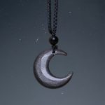 Buddha Stones Natural Silver Sheen Obsidian Selenite Crystal Crescent Moon Yin Yang Couple Protection Necklace Pendant Necklaces & Pendants BS Silver Sheen Obsidian