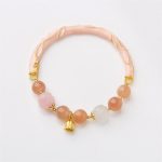 Buddha Stones Sun Stone Golden Silk Jade Lily of the Valley Charm Positive Bracelet Bangle Bracelet Bangle BS 15