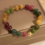 Buddha Stones Natural Colorful Tourmaline Golden Flower Positive Bracelet Bracelet BS 1