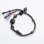 Buddha Stones Natural Fluorite Amethyst Silver Sheen Obsidian Tiger's Eye Protection Rope Bracelet Bracelet BS Silver Sheen Obsidian(Wrist Circumference 14-18cm)