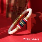 Buddha Stones Tibetan Handmade Colorful King Kong Knot Five Elements Luck Braid String Bracelet Bracelet BS White(Metal) 18cm