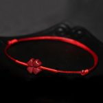 Buddha Stones Handmade Plum Blossom Four Leaf Clover PiXiu Lotus Koi Fish Cinnabar Blessing Braid Bracelet Bracelet BS 7