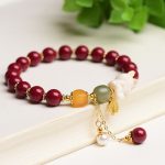 Buddha Stones Year of the Rabbit Cinnabar Hetian Jade Bunny Beaded Blessing Bracelet Bracelet BS 1
