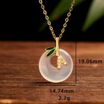 Buddha Stones 925 Sterling Silver Natural Chalcedony Bamboo Leaf Peace Buckle Positive Necklace Pendant Necklaces & Pendants BS 3