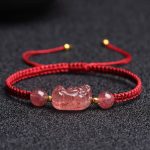 Buddha Stones Natural Strawberry Quartz PiXiu Lucky Red String Bracelet Bracelet BS 5