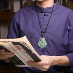Buddha Stones Laughing Buddha Natural Jade Copper Coin Abundance Necklace Pendant Necklaces & Pendants BS 4