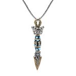 Buddha Stones Tibet Om Mani Padme Hum Dzi Bead Dorje Vajra Pattern Wealth Rotatable Necklace Pendant Necklaces & Pendants BS 9