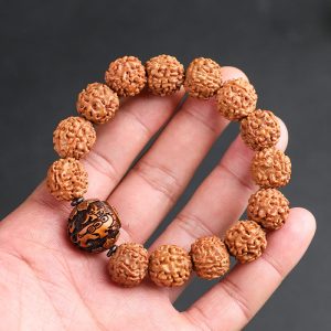 Buddha Stones Tibet Rudraksha Bodhi Seed PiXiu Copper Coin Wealth Luck Bracelet Bracelet BS Rudraksha Bodhi Seed