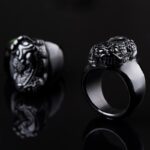 Buddha Stones FengShui PiXiu Black Obsidian Strength Ring Ring BS 1