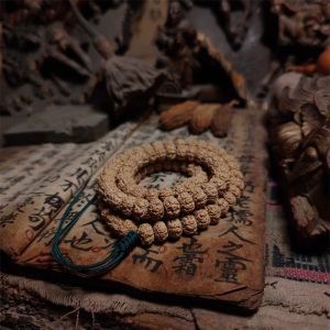 108 Mala Beads Rudraksha Bodhi Seed Luck Wealth Tassel Quadruple Wrap Bracelet Mala Bracelet BS 11mm