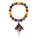 Buddha Stones Natural Tiger Eye Red Agate Dragon Vein Agate Stone Vajra Dorje Power Healing Bracelet Car Decoration Bracelet BS 11