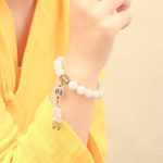 Buddha Stones Bodhi Seed Red Agate Black Obsidian Pink Crystal Rutilated Quartz Peace Wrist Mala Bracelet Bracelet BS 12