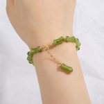 Buddha Stones Green Bamboo Pattern Liuli Crystal Moss Agate Wealth Chain Bracelet Bracelet BS 5